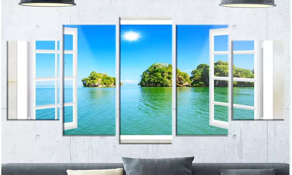 Open Window to Ocean Islets - Multipanel Oversized Landscape Wall Art Print - Primary Image