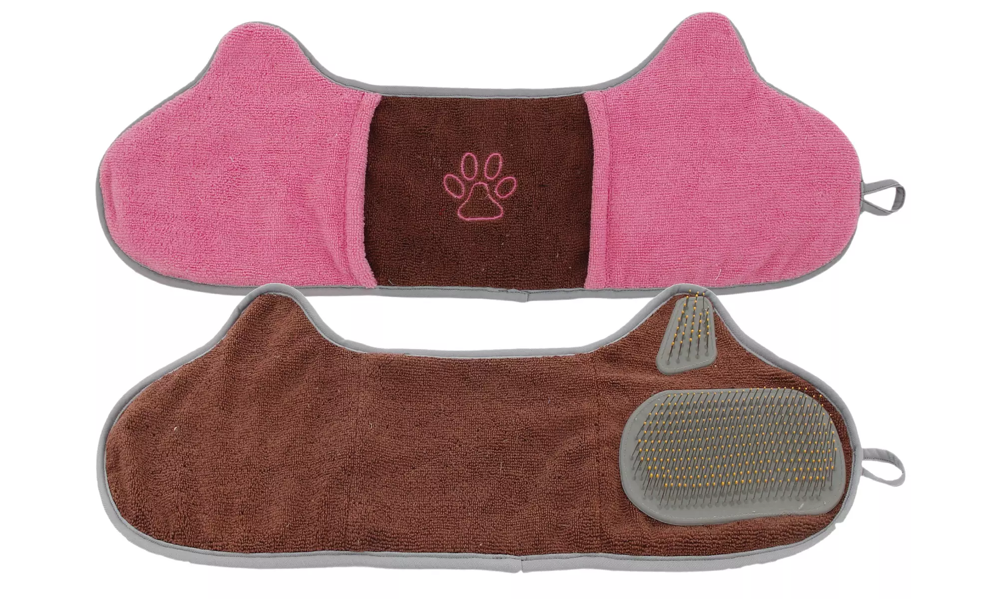 Pet Life Bryer 2-in-1 Hand-Inserted Microfiber Pet Grooming Towel and Brush - Primary Image