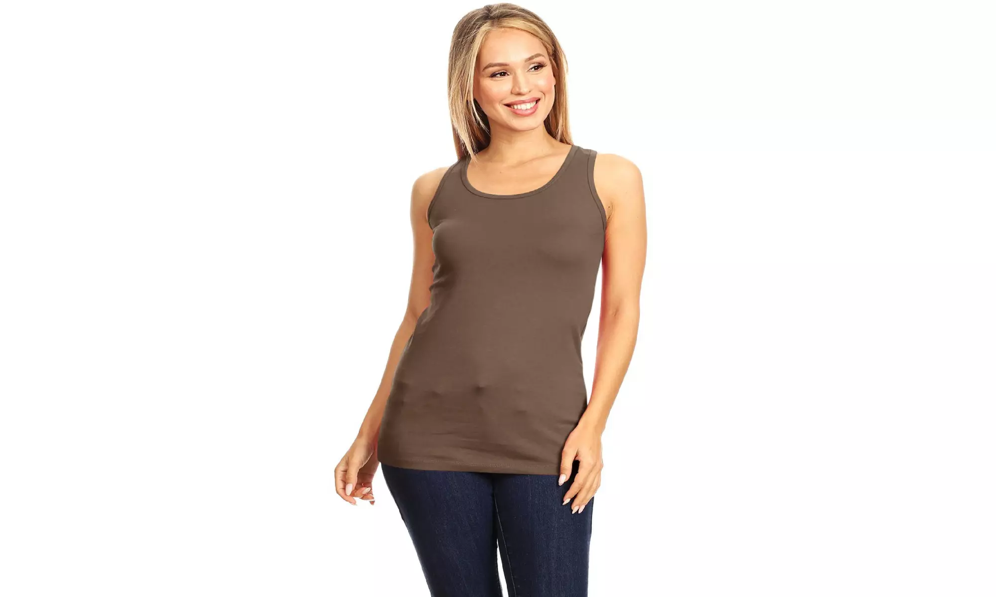 Basic Solid racerback tank top with scoop neck
