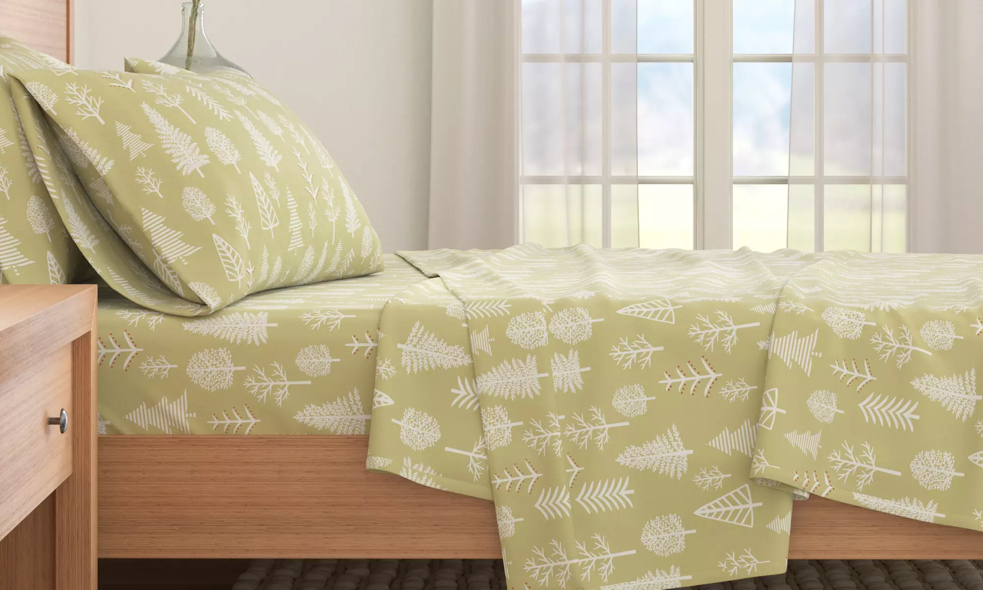 Nature Print Turkish Cotton Flannel Sheet Set
