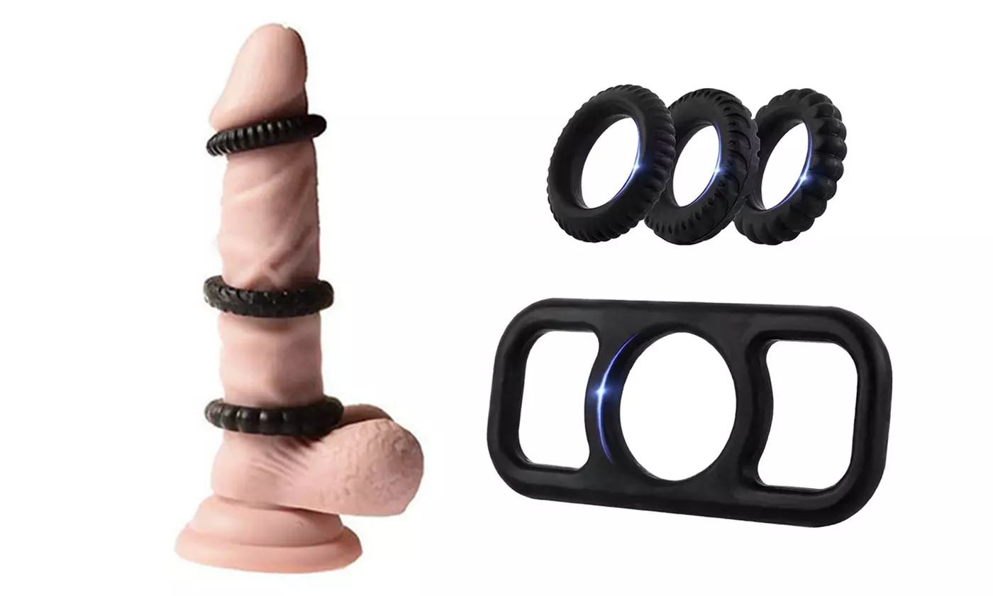 Ring Set for Couples Sex Stretchy Dual Double Ring Strap Longer Penis Enlarger