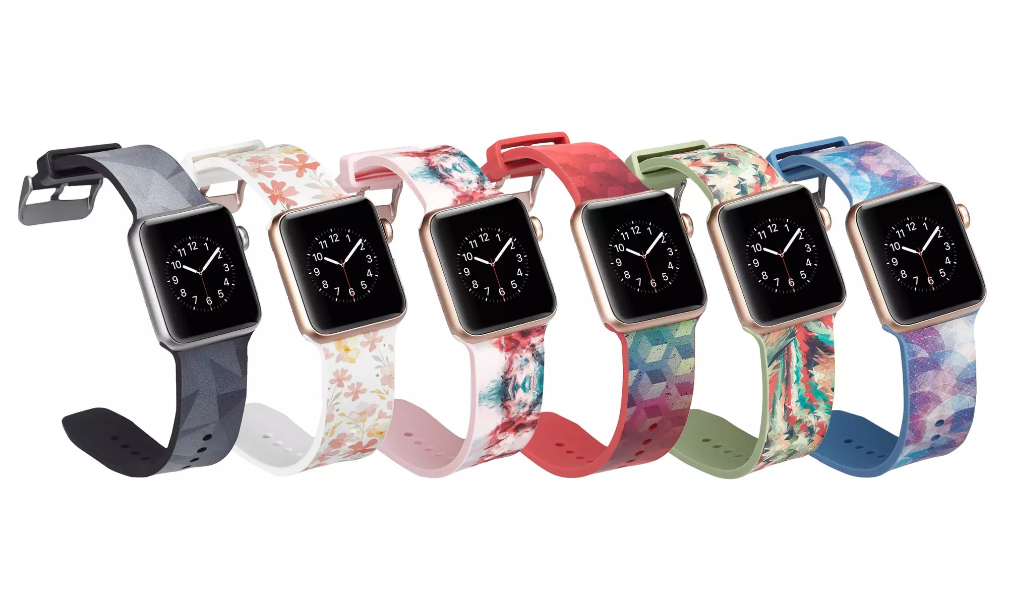 Colorful Pattern Silicone Sport Band for Apple Watch Series 1, 2, 3, 4, 5, and Sport - Primary Image