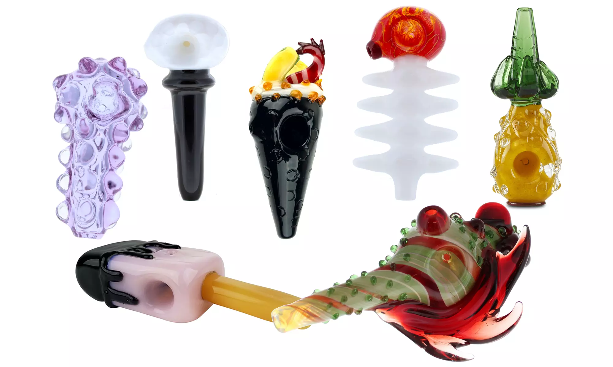 Assorted Themed Glass Tobacco Pipe - Primary Image
