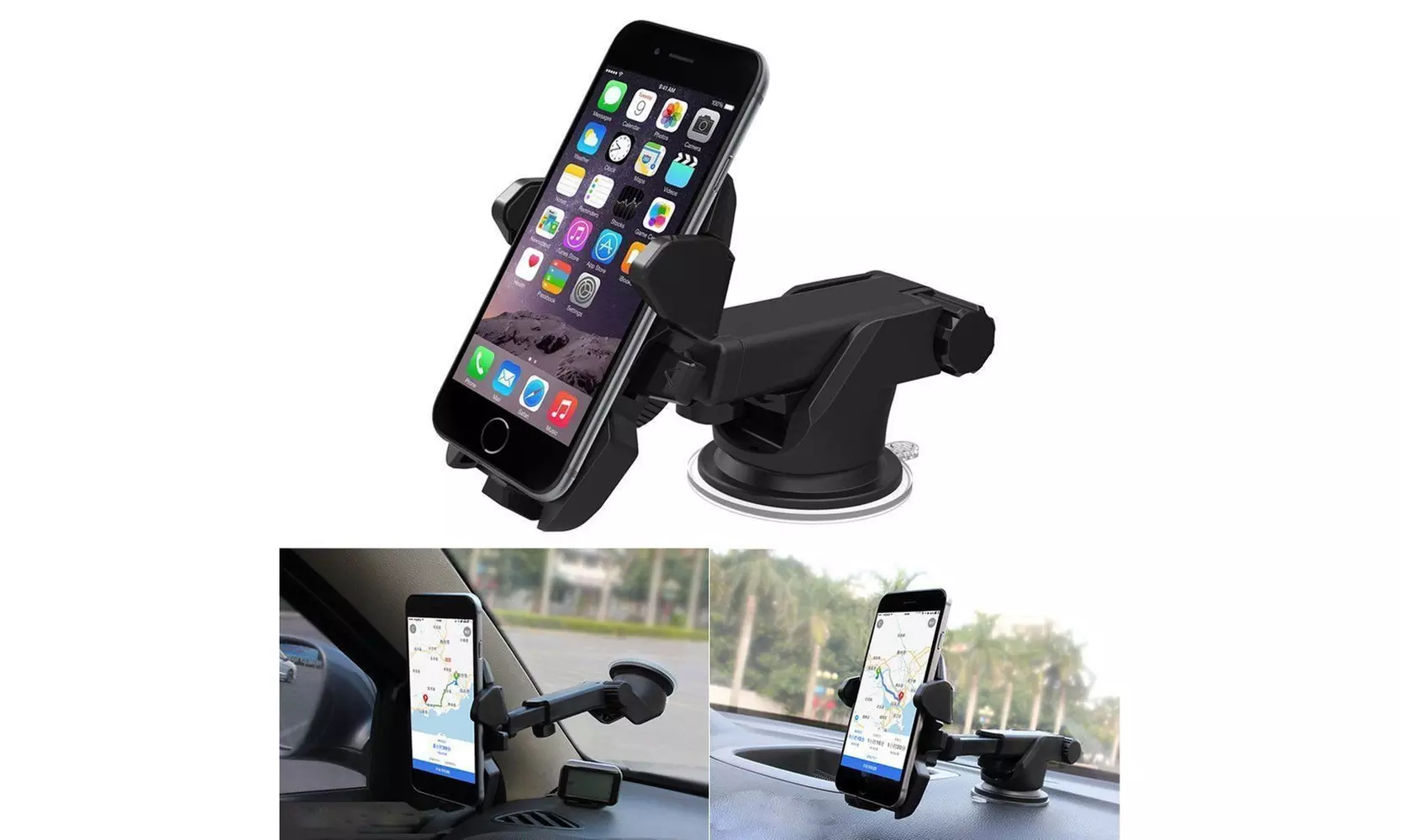 Car Windshield Dash Mount, 360 Degree Universal Cell Phone Car Holder Cradle