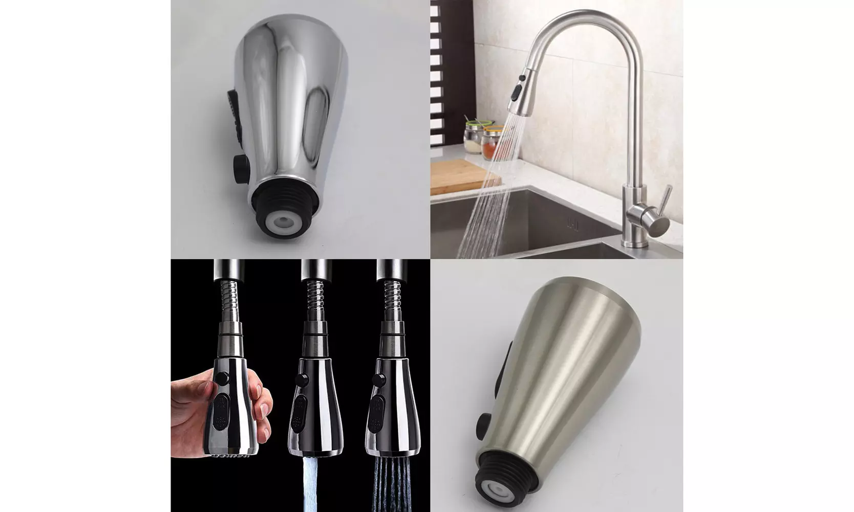 US 1-2 Pack Kitchen Faucet Spray Head 3-Mode Pull Down Out Nozzle Sprayer Parts