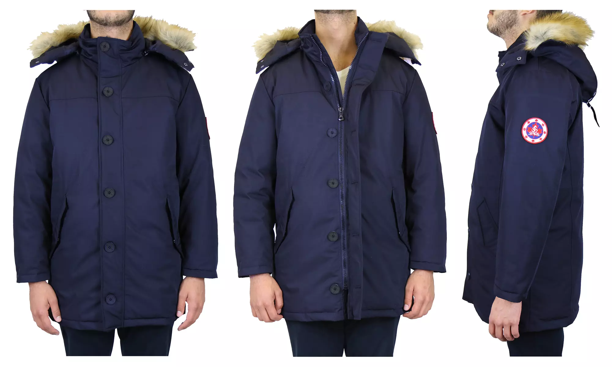 Spire By Galaxy Men's Heavyweight Parka Jacket with Detachable Hood (S-2XL)