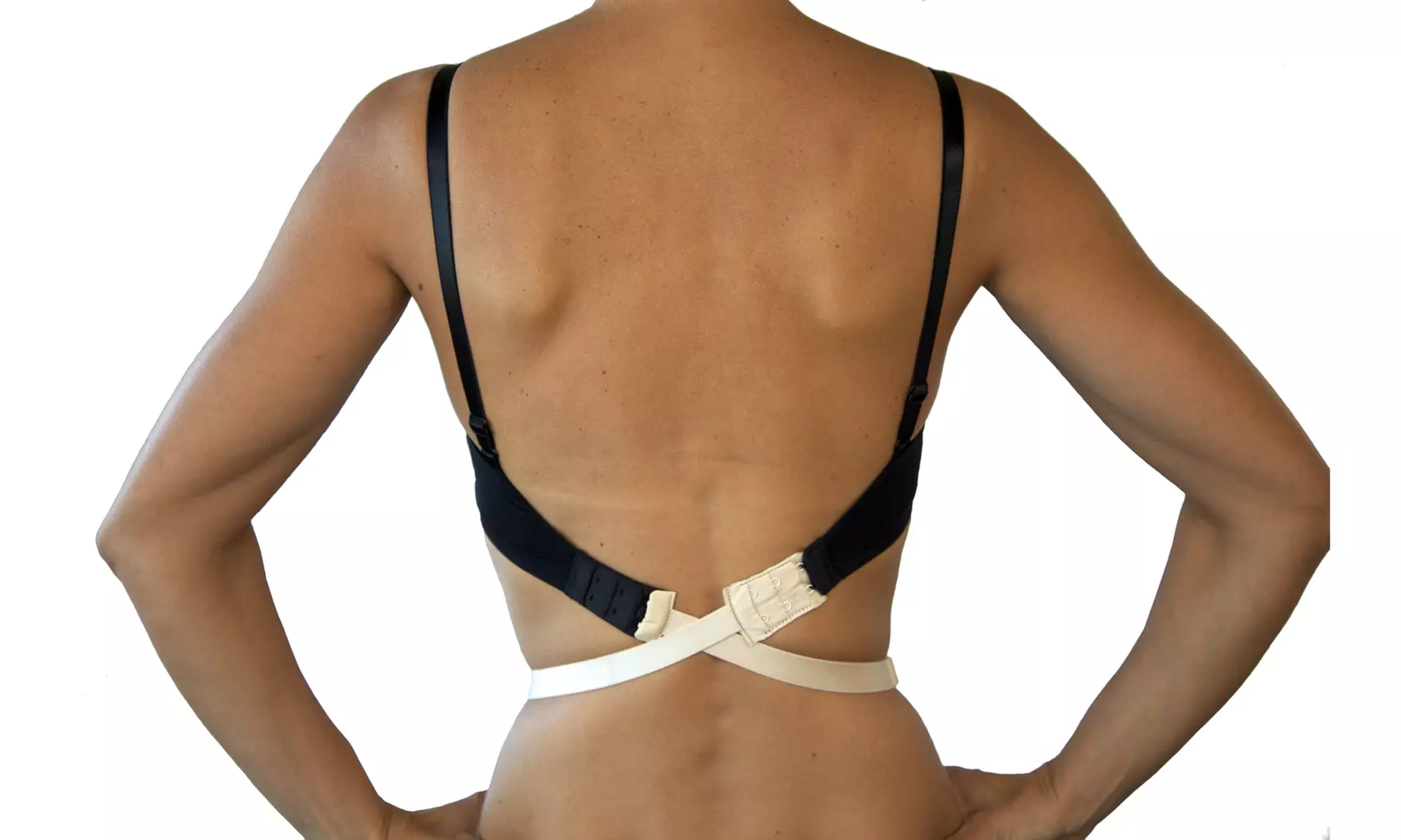 Low Expectations: Adjustable Low Back Bra Converter Strap, Beige/Black, 2 hook - Primary Image