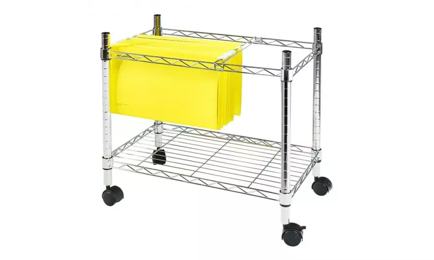 Metal Rolling File Cart for Letter Size or Legal Size Folder Storage - Primary Image