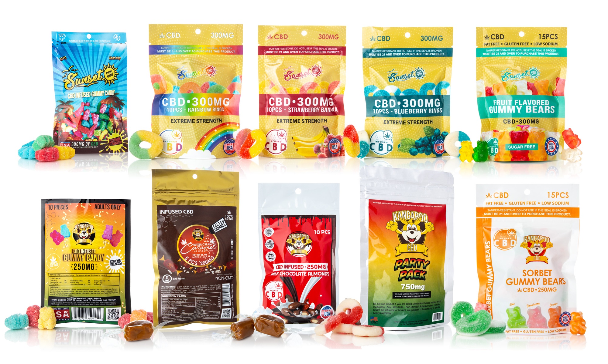 Groupon Exclusive High Potency CBD Infused Gummy Bundles (Kangaroo & Sunset)