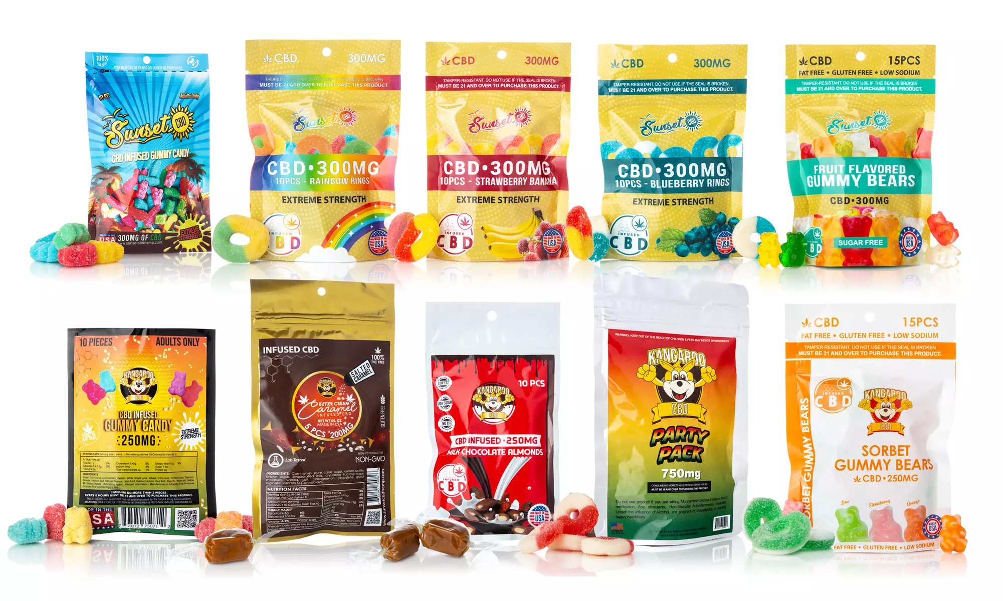 Groupon Exclusive High Potency CBD Infused Gummy Bundles (Kangaroo & Sunset)