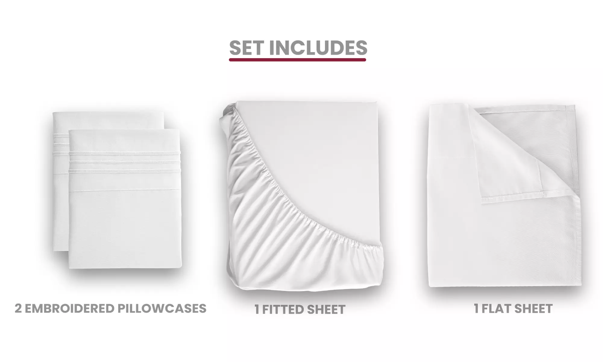 Lux Decor 4Pc Deep Pocket Sheet Set With Embroidered Pillowcases & Giftable Bag