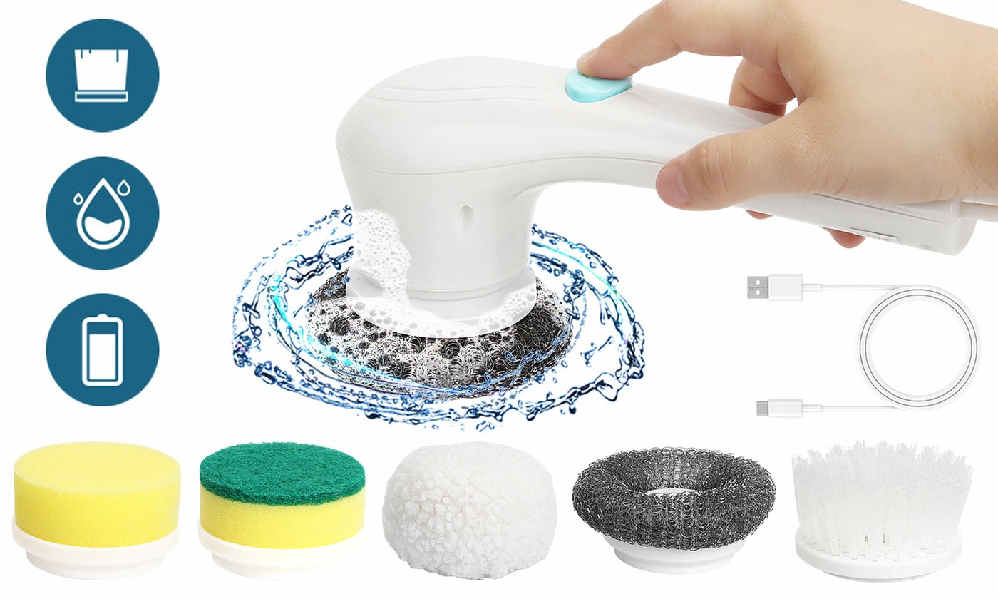 Electric Spin Scrubber Cleaning Brush for Cleaning with 5 Replaceable Heads
