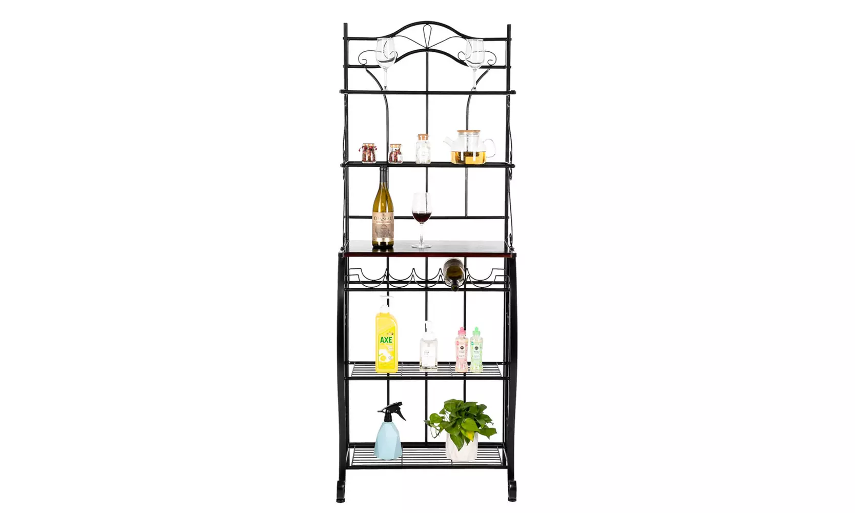 5-Tier Kitchen Metal Storage Bakers Rack Scroll Design w/Wine Rack - Second Medium
