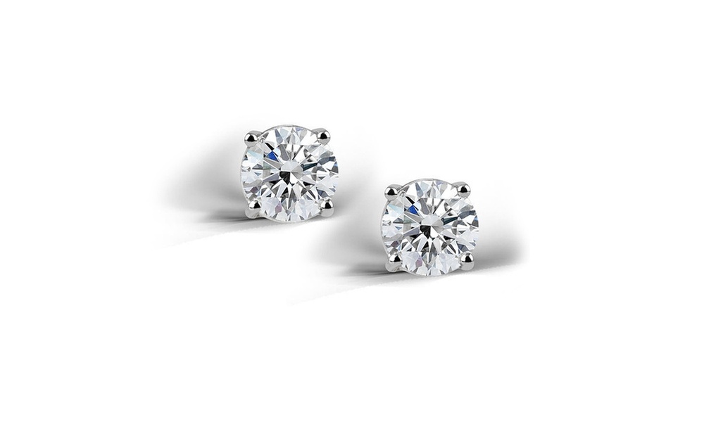 Sterling Silver 2 Ct Cubic Zirconia Stud Earrings