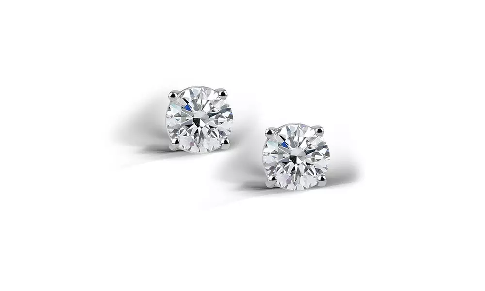 Sterling Silver 2 Ct Cubic Zirconia Stud Earrings - Primary Image