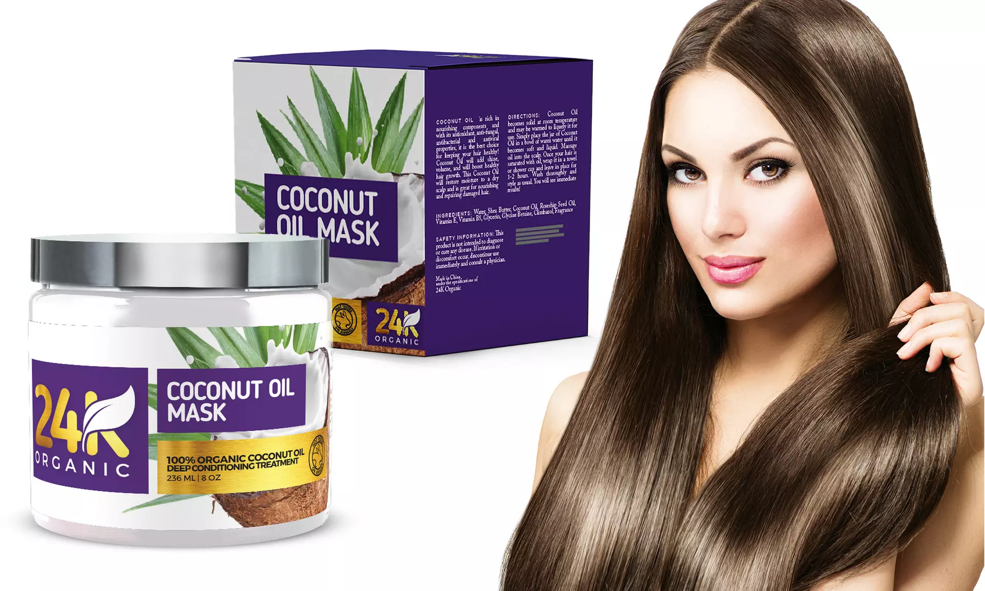 24K Natural Hydrating and Deep Moisturizing Coconut Oil Hair Mask - Primary Image