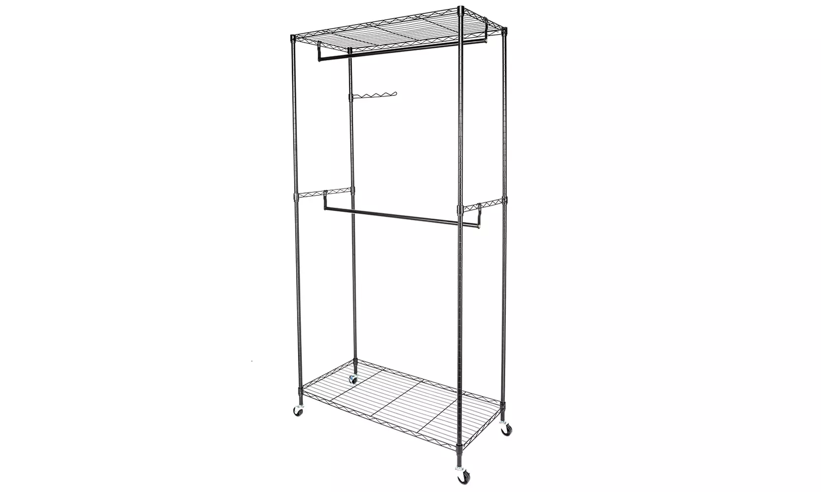 3-Tier Closet Organizer Metal Garment Rack Portable Clothes Hanger Home Shelf - Second Medium