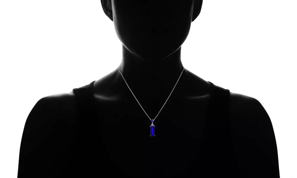 4.50 CTTW Genuine Diamond & Sapphire Pendant in Sterling Silver - Second Medium
