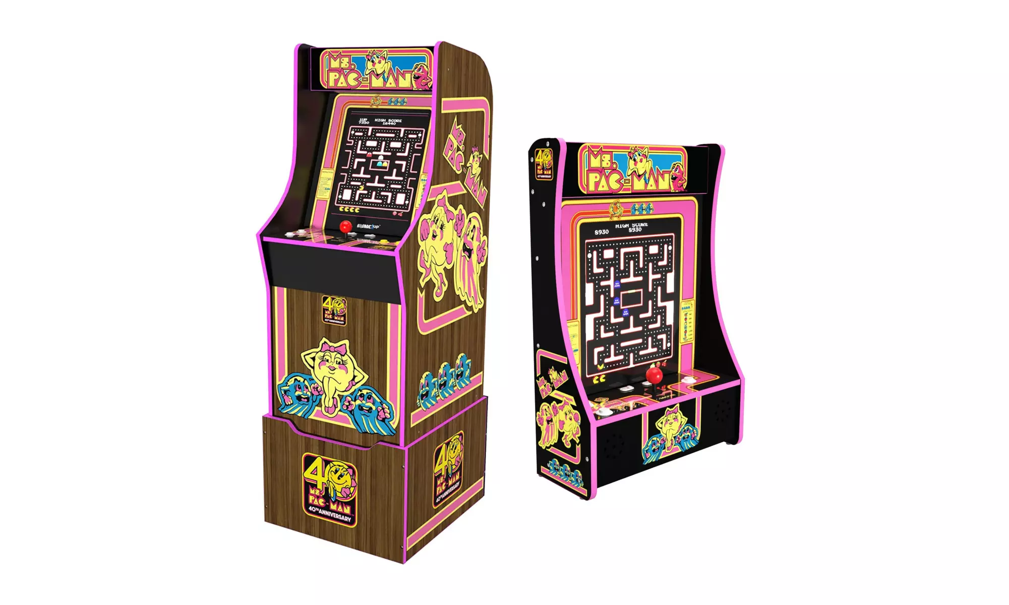 Arcade1UP Ms. Pac-Man 40th Anniversary Classic 10-in-1 Arcade Machine Bundle - Primary Image