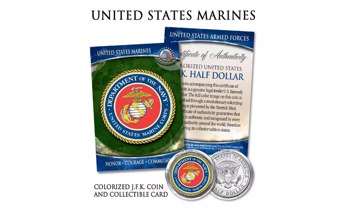 Military Emblem with Trading Card Size COA - Choose Branch: Army Navy AF Marines - Second Medium