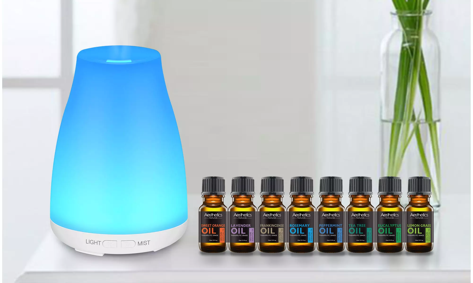Aesthetics Ultrasonic Color-Changing Aroma Diffuser with Optional Oils - Primary Image