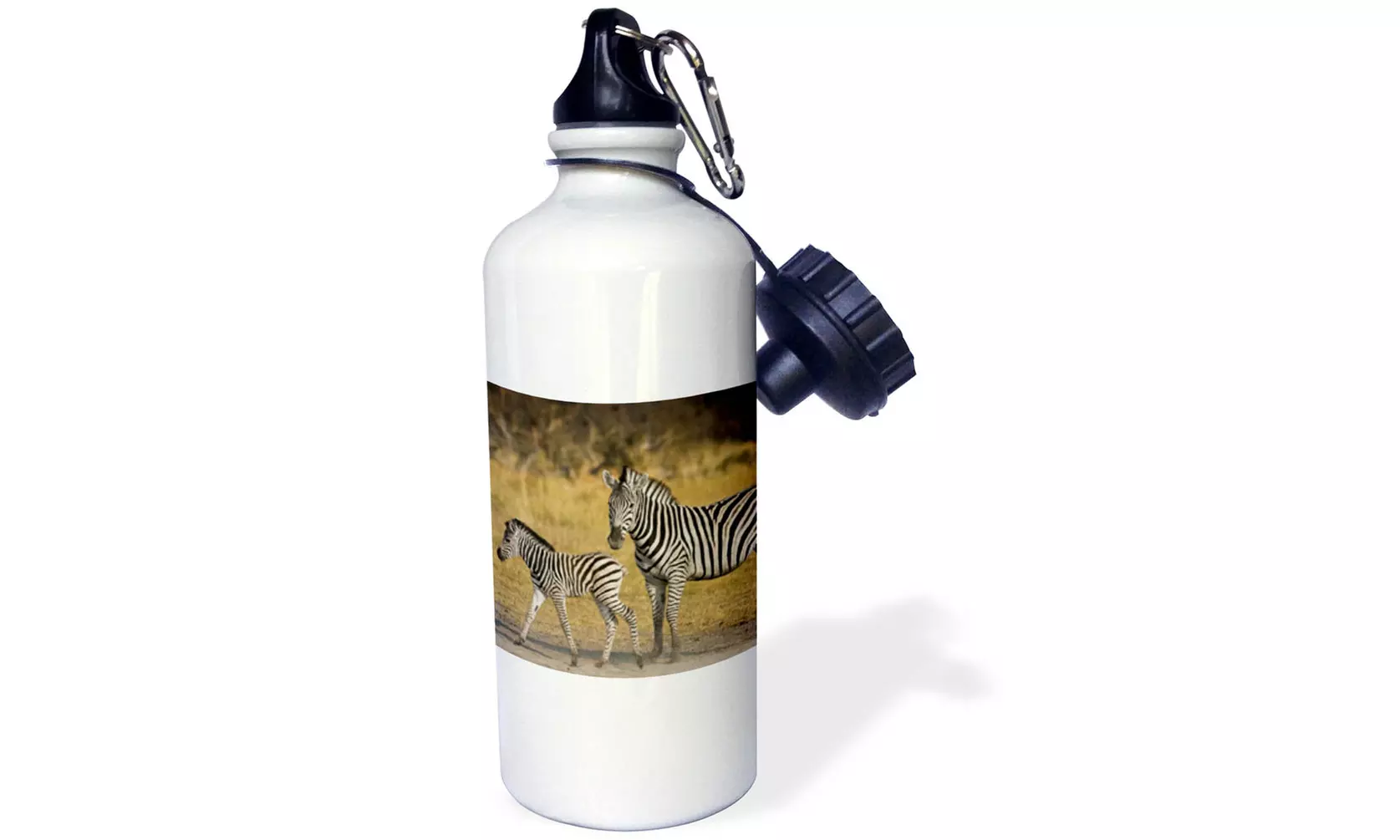  Water Bottle Okavango Delta, Botswana. Plains Zebra, mother and child.  - Primary Image