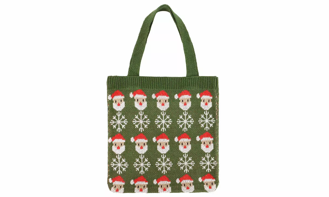 Women's Large Capacity Knitted Christmas Tote Bag