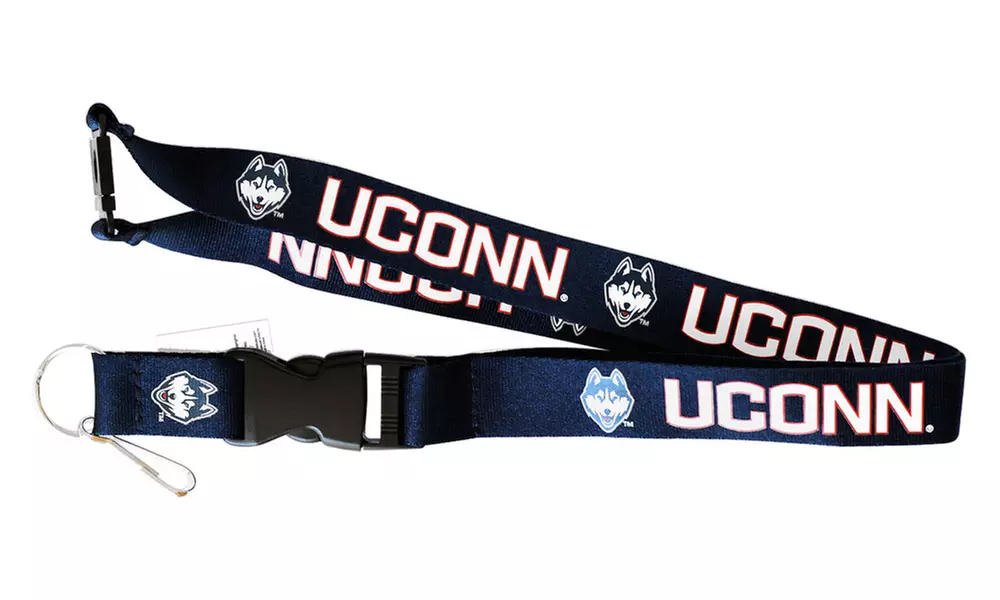 UCONN Huskies Connecticut Lanyard Keychain Badge Holder NCAA - Black - Primary Image
