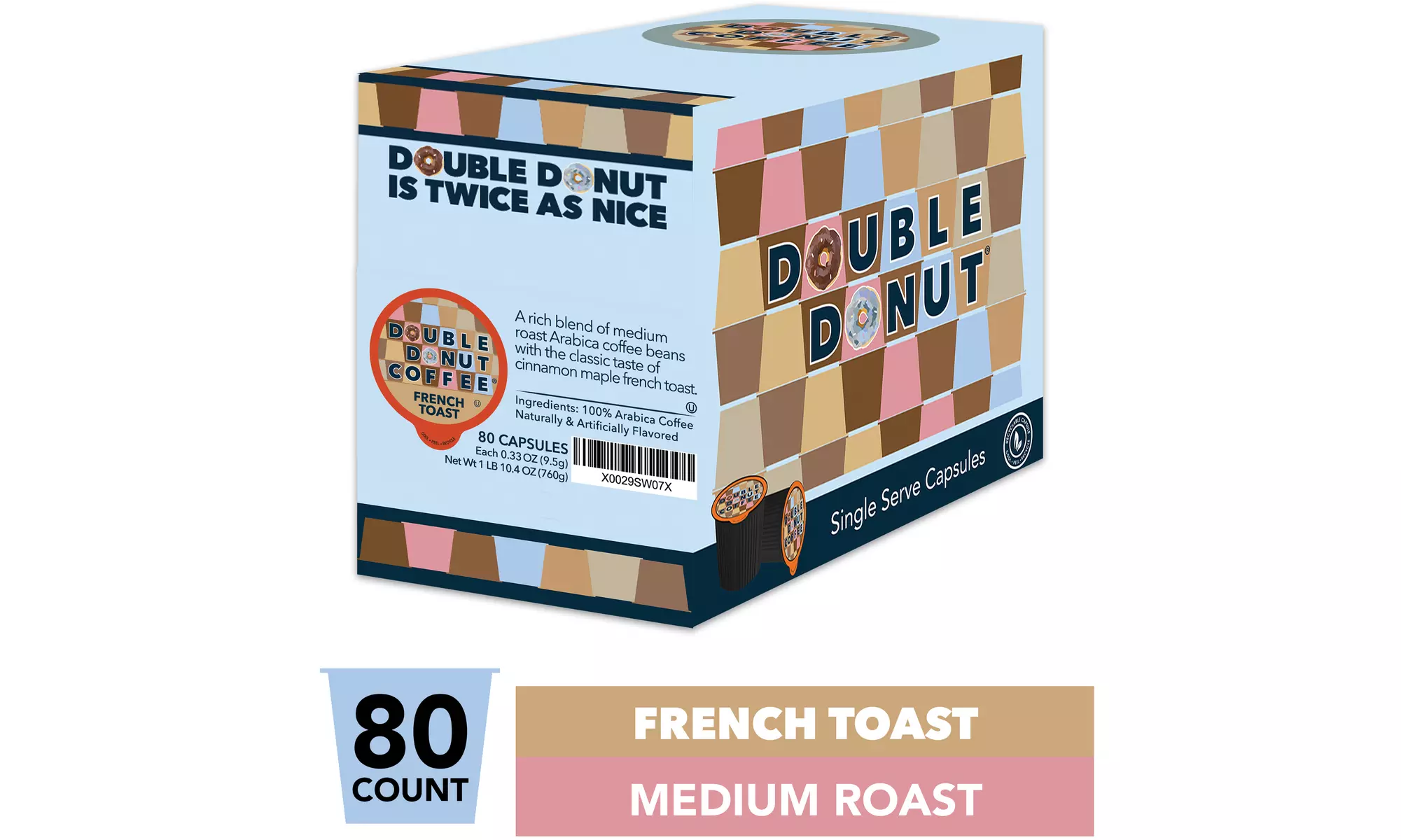 Double Donut French Toast Coffee for all Keurig K-Cup Brewers, 24 or 80 Count - Second Medium