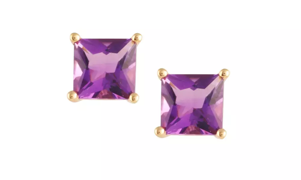2.00 CTW Princess-cut Birthstone Studs in 14K Solid Gold by Jacmor