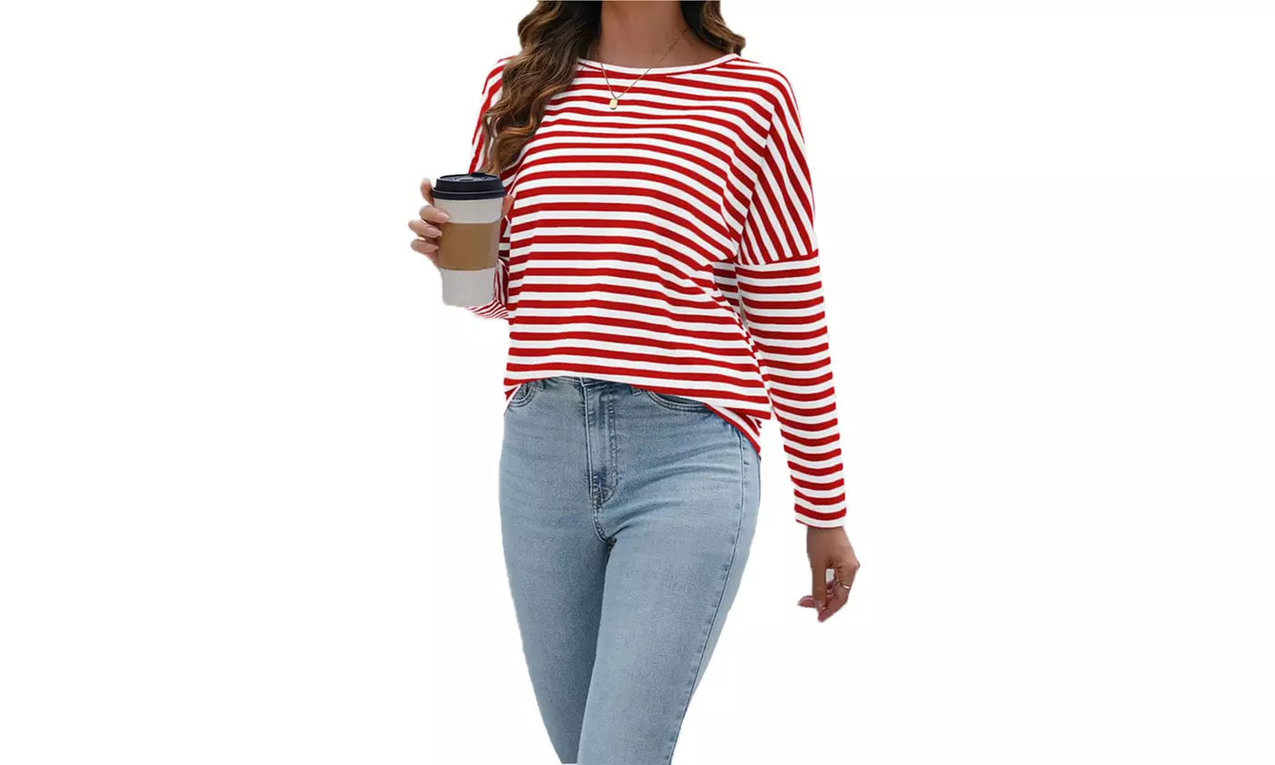 Bohuma Women's Striped Everyday Tshirt Tunic Top