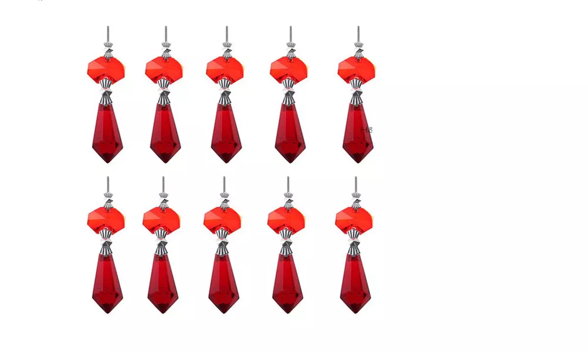 30 Red Chandelier Glass Crystals Lamp Parts Hanging Drops Pendants New - Primary Image