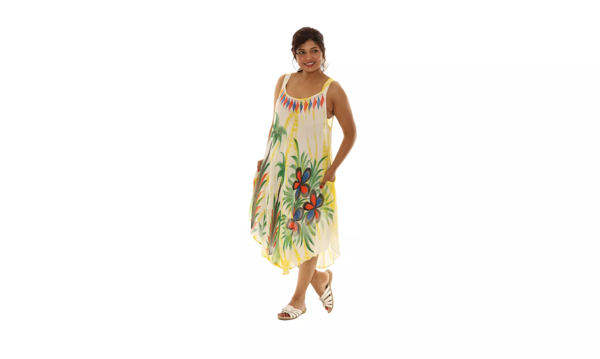 Brush Paint Skinny Strap Sleeveless Dress