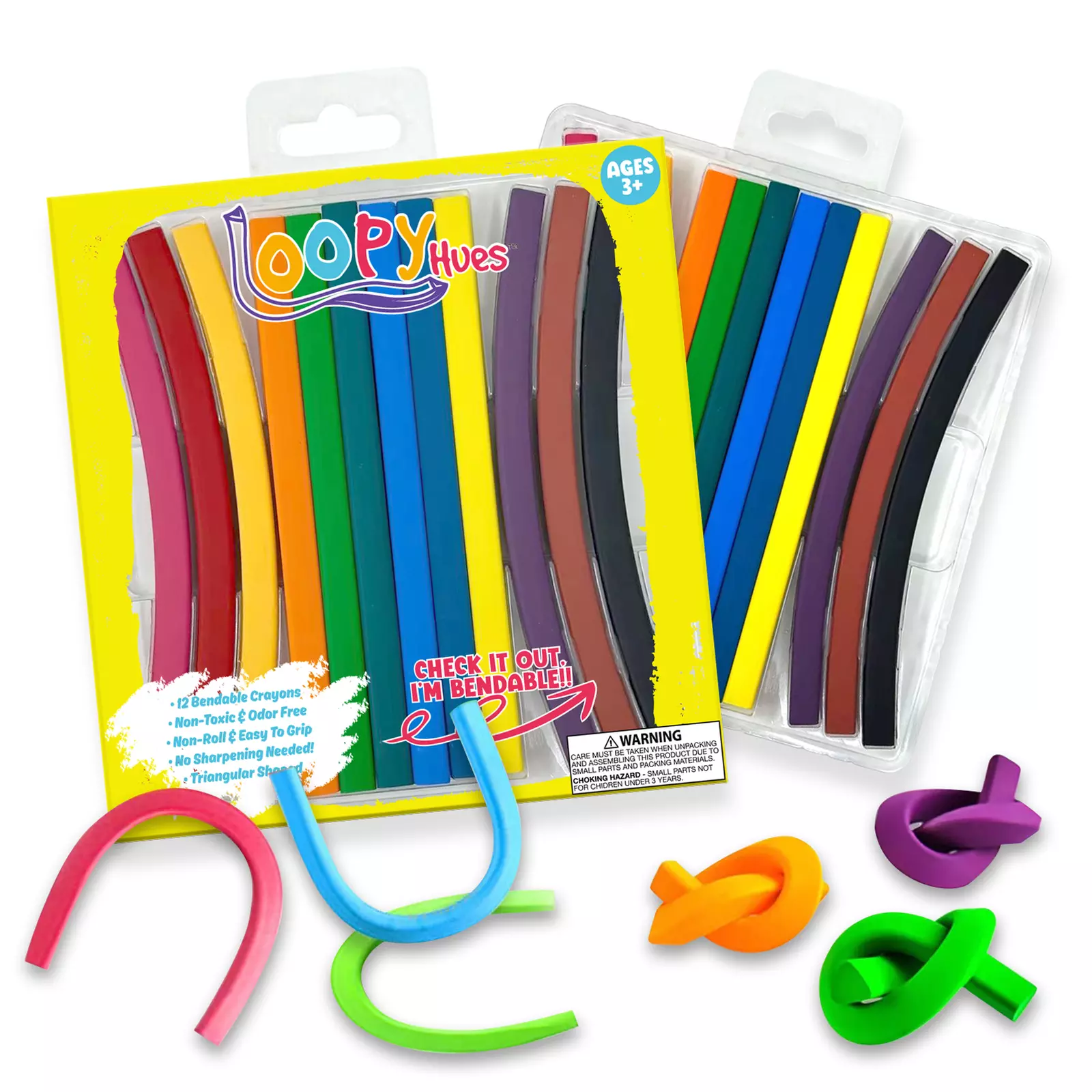 Loopy Hues Bendable Crayons For Kids, Arts & Crafts, 3D Letter & Number Crayons