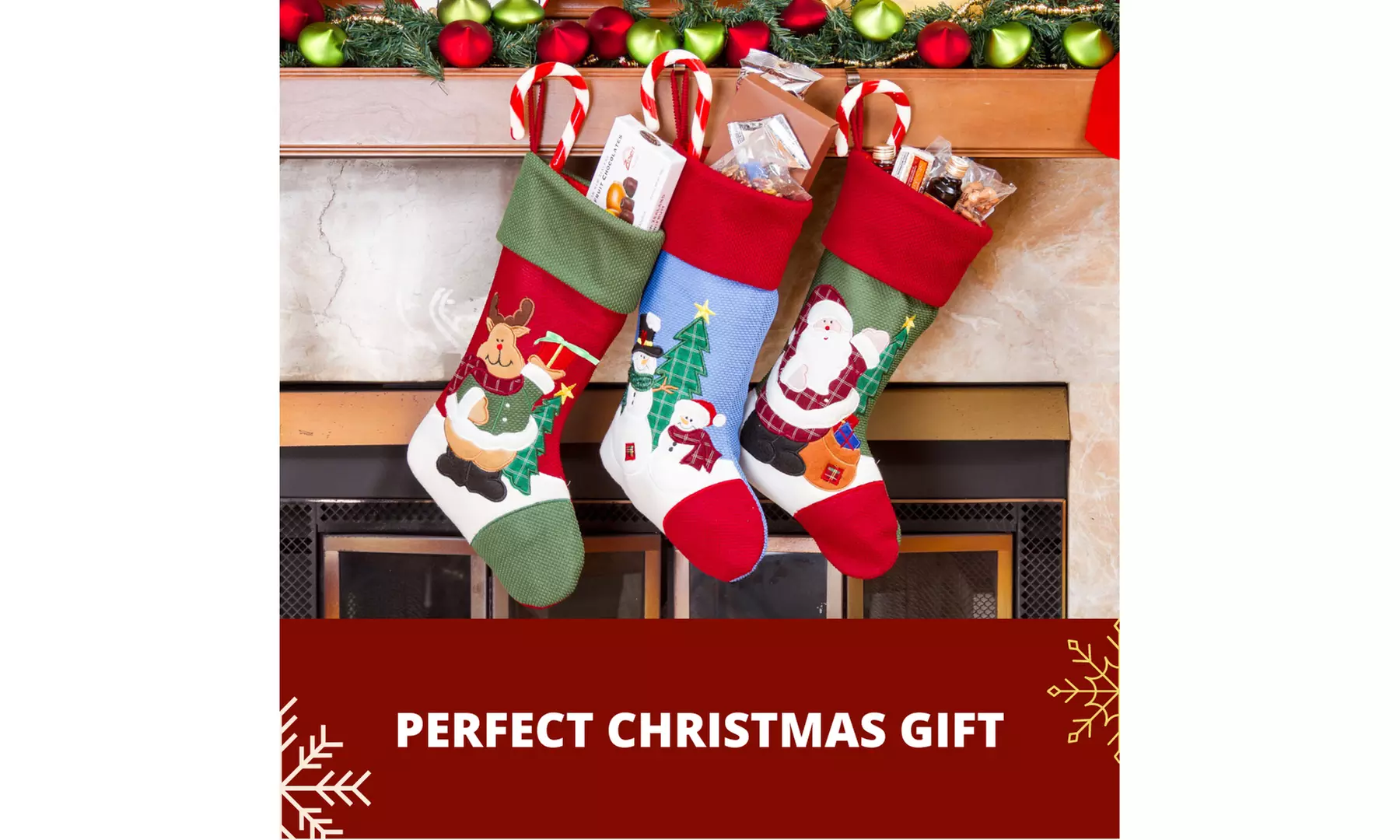 Jolly Christmas Stockings 2-Pack or 3-Pack Festive Holiday Décor