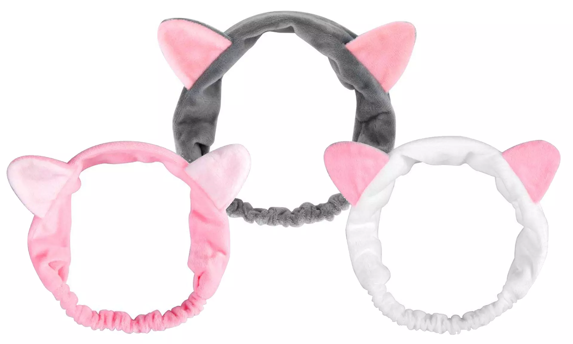 Elastic Soft Velvety Cat Ear Hair Band - 3 Pack - Second Medium