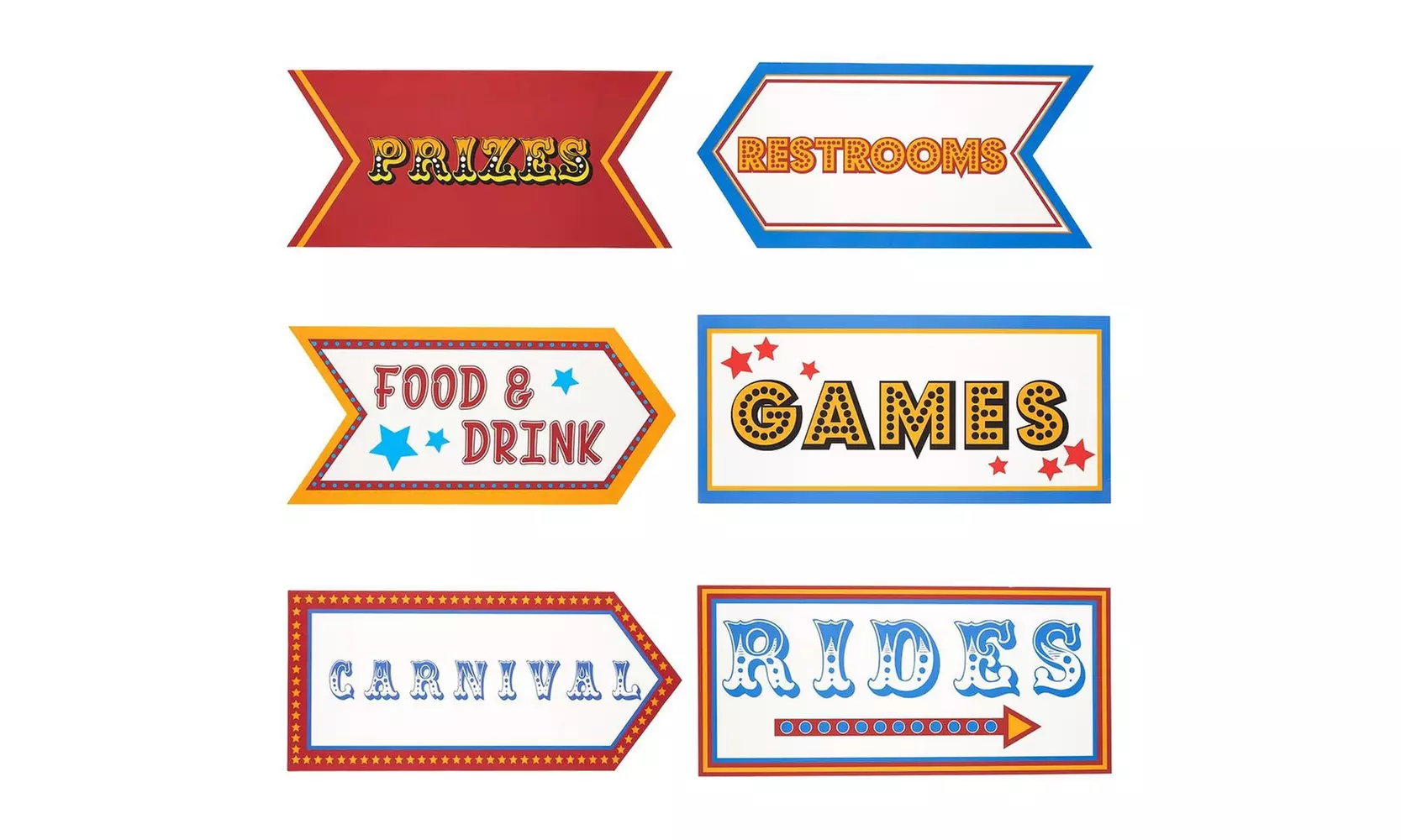 6-Pack Carnival Party Supplies, Word Cutouts Signs for Theme Party, 17.5 x 8" - Primary Image
