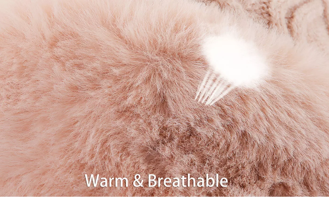 Women Winter Warm Faux Fur Knit Pom Pom Hat Beanie Bobble Ski Fleece Lined 