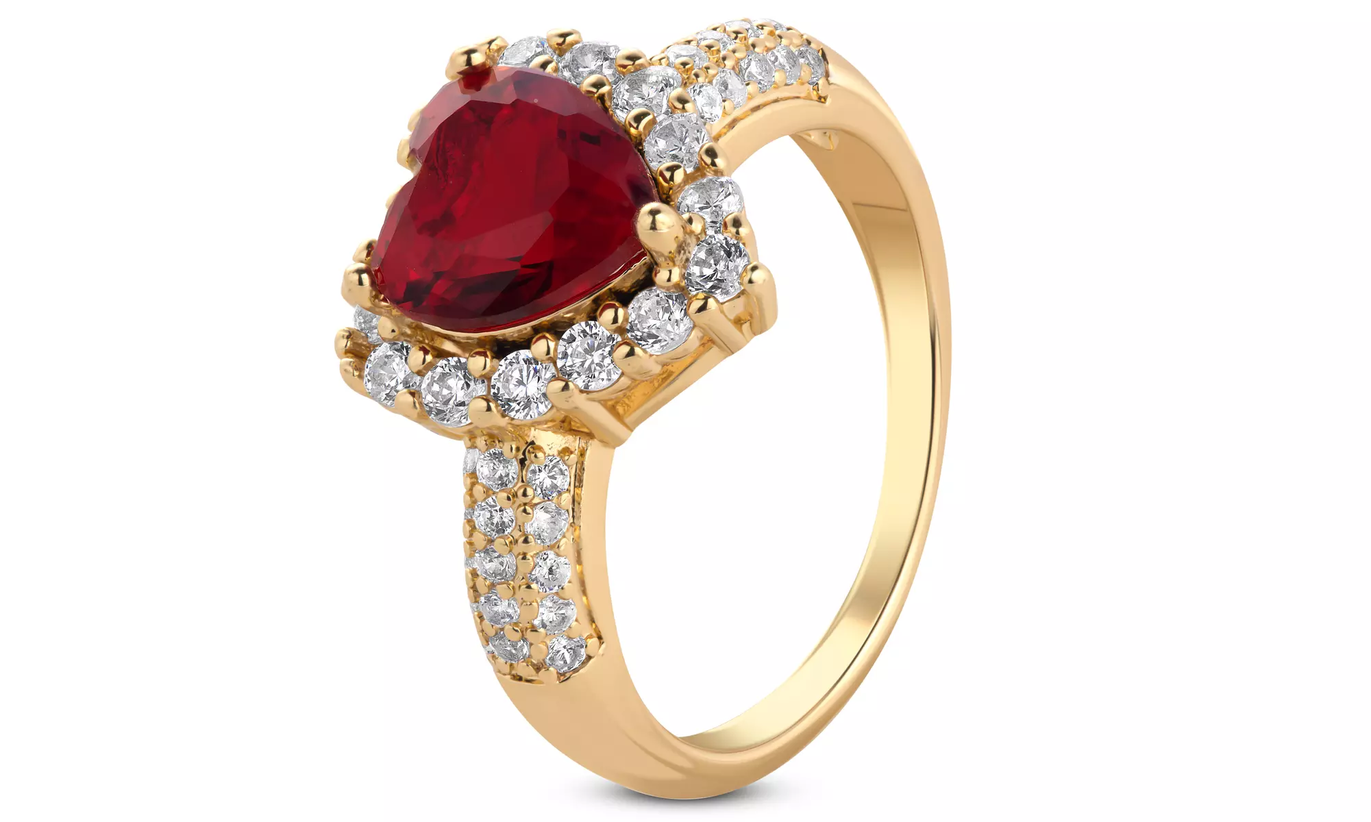 18K Gold Plated Ruby Heart Ring - Primary Image