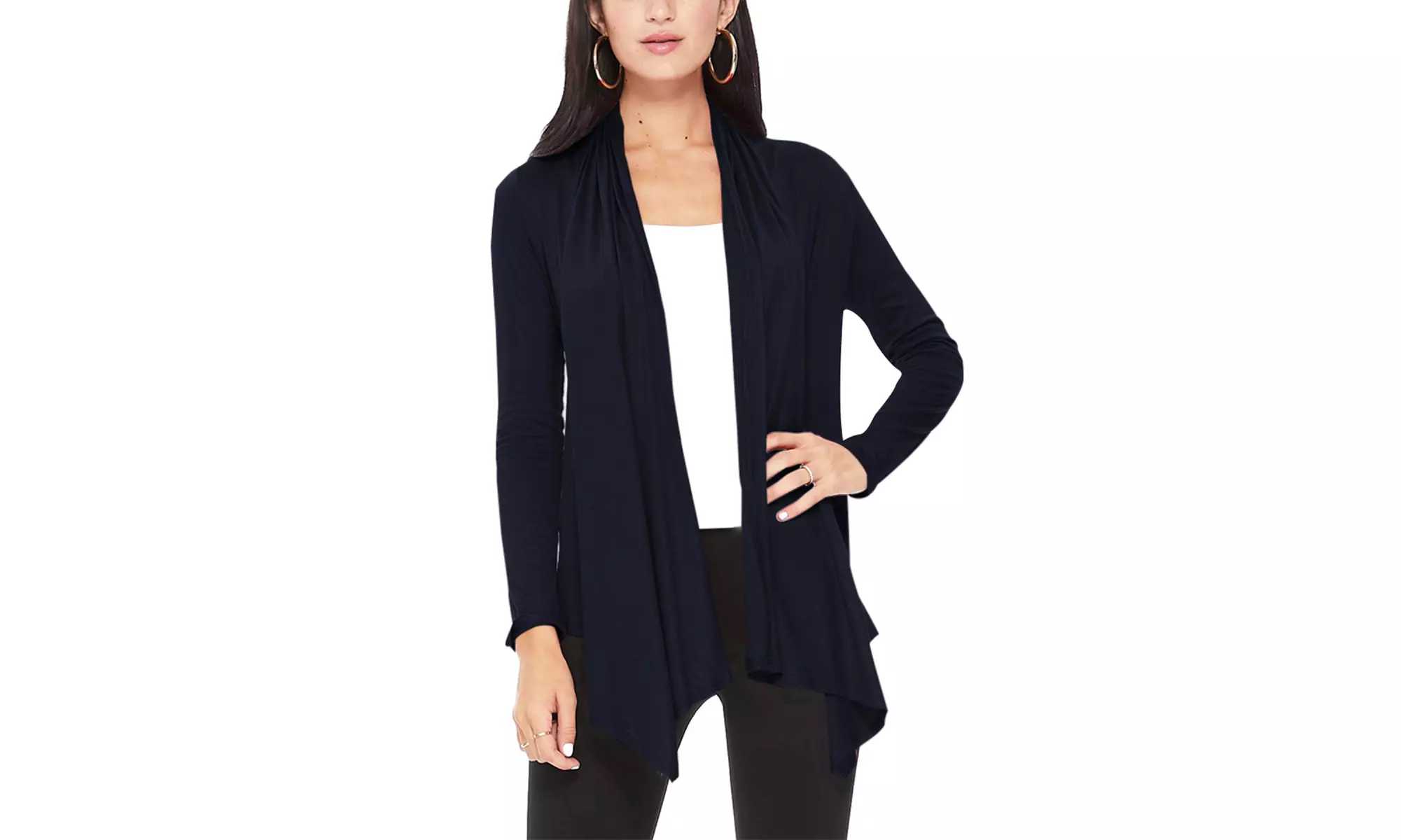 Women's Casual Long Sleeve Open Front Draped Cardigan (Pack of 2)
