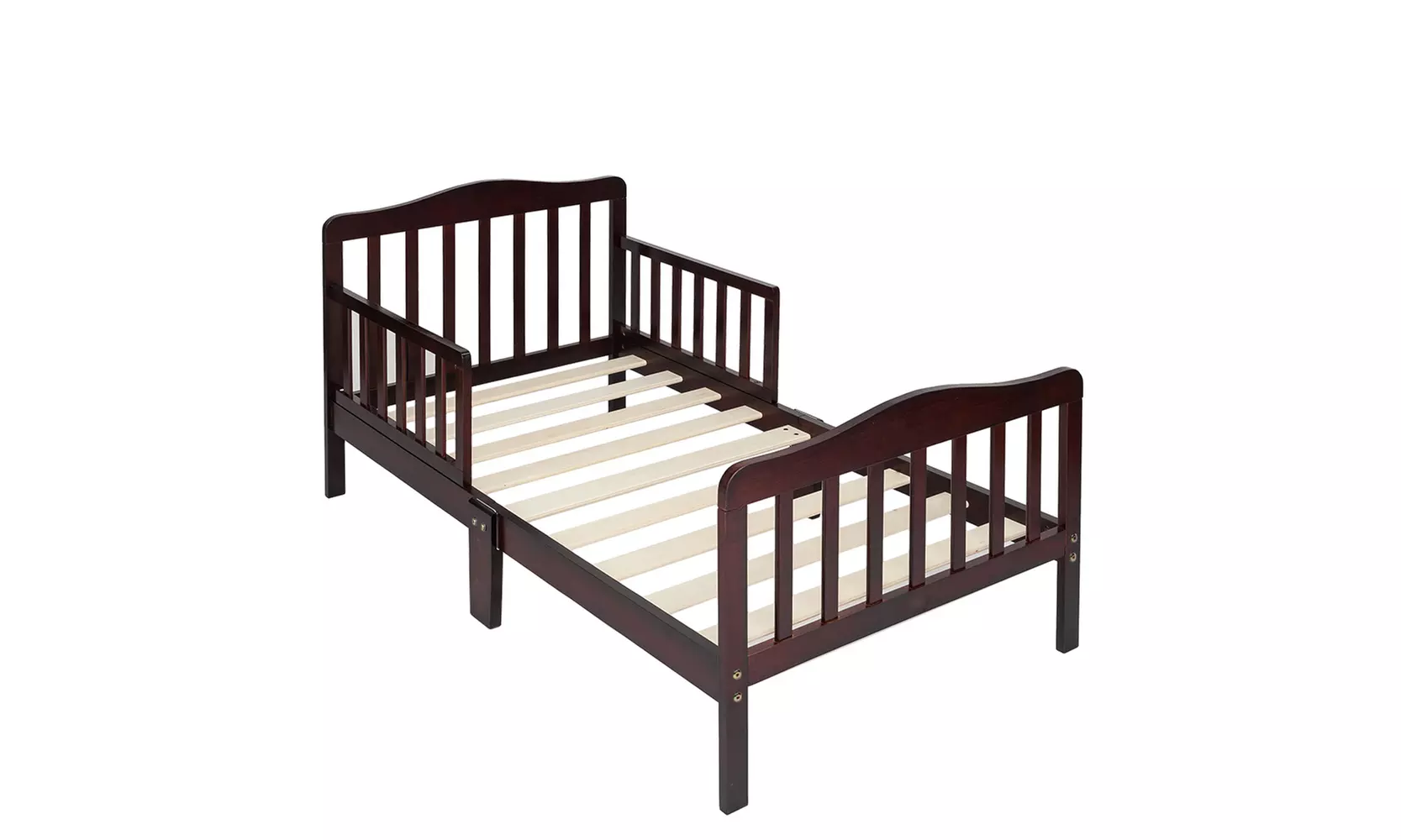 Wooden Baby Toddler Bed Bedroom Furniture with Safety Guardrails Espresso - Primary Image