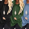 Image 1: Women Casual Hedging Kink Long Sleeve Stylish Twist Knot Front Blouse shirt