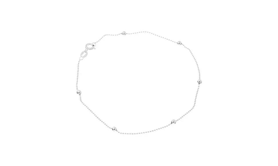 Italian Sterling Silver 9 or 10" Beaded Anklets - Primary Image