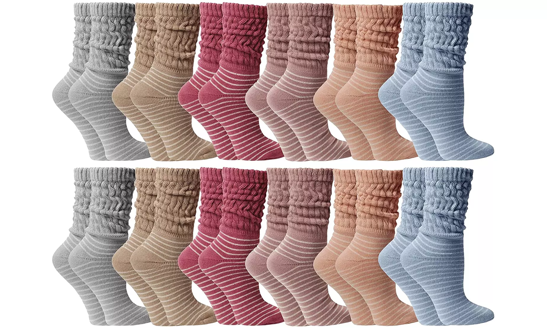 12 Pairs of Womens Slouch Socks, Scrunchie Boot Sock Colorful - Primary Image
