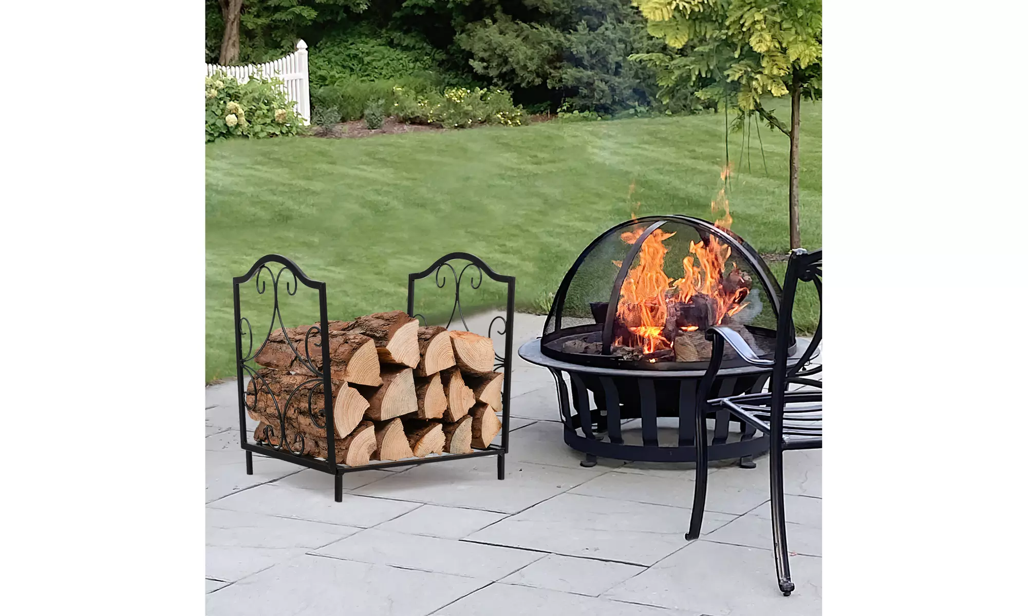 Costway 17'' Firewood Rack Decorative Steel Firewood Storage 