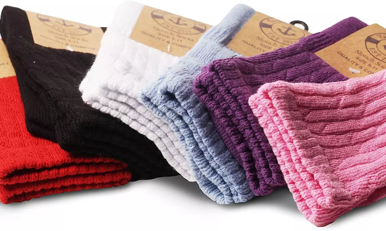 6 Pairs of Womens Slouch Socks, Scrunchie Boot Sock Colorful