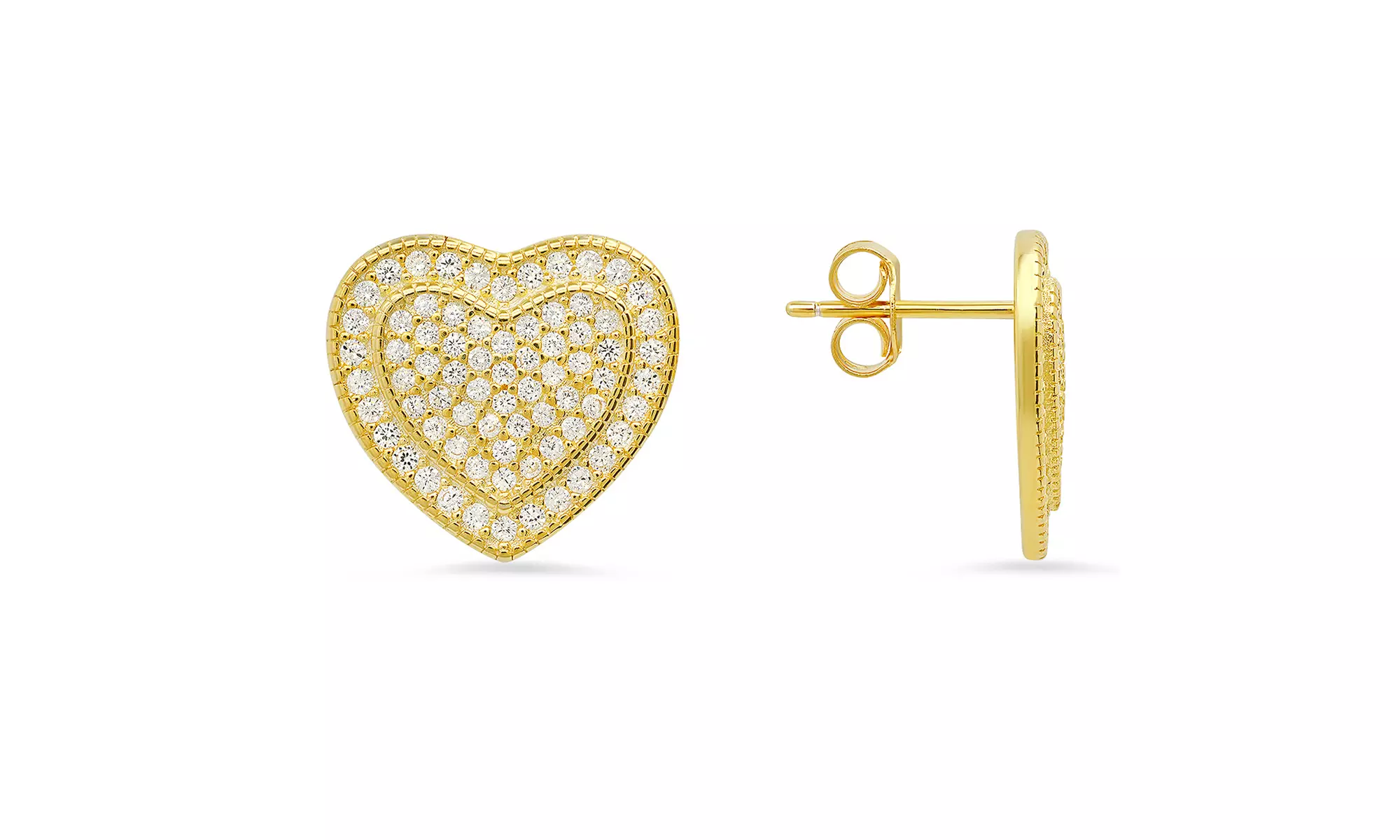 925 Pave Heart Stud Earrings