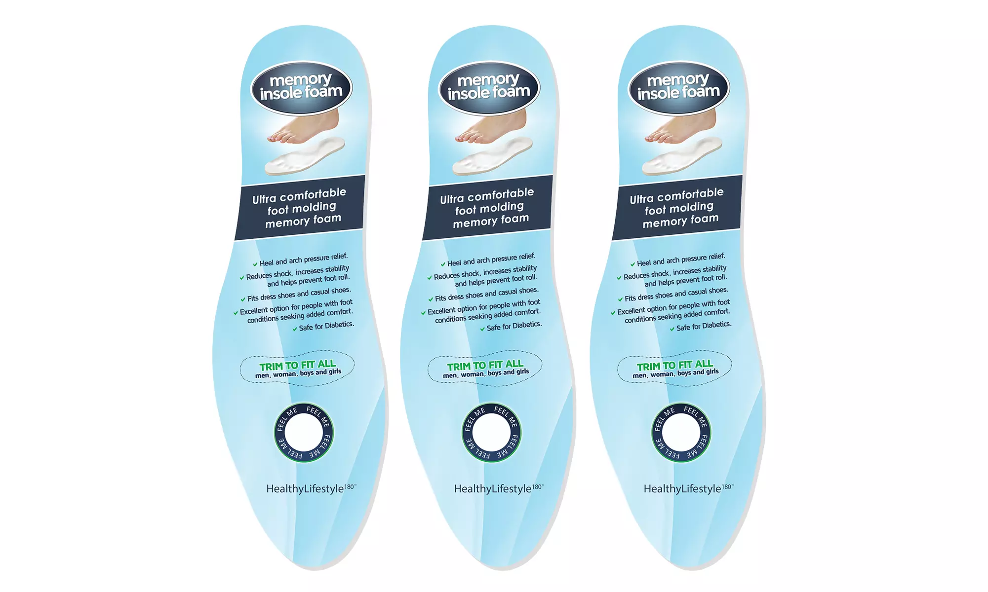  Memory Foam Ultra Comfort Pressure Relief Insoles (3-, 6-, 9-Pack)