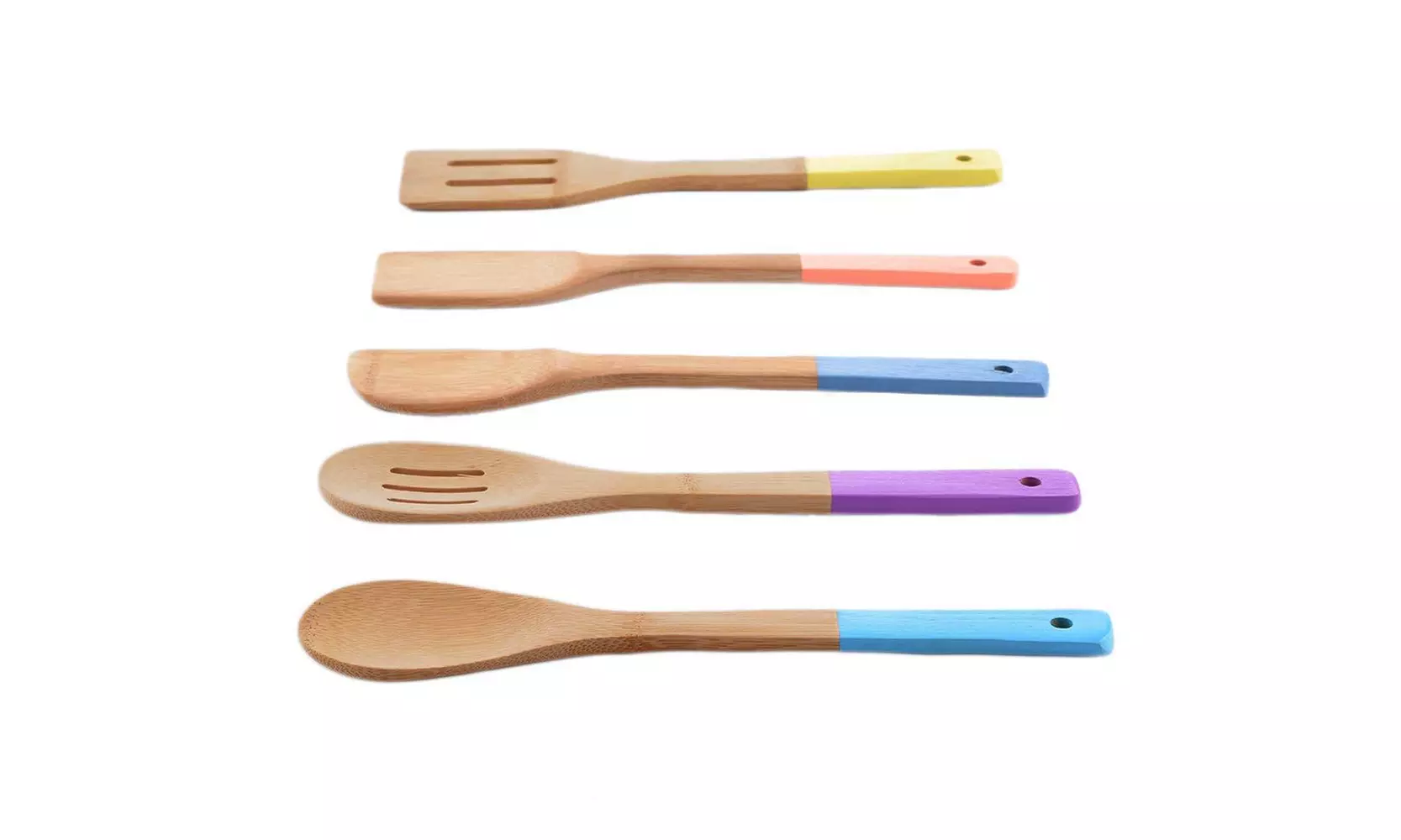 5 Piece Bamboo Kitchen Utensil set with Silicone handles - Primary Image