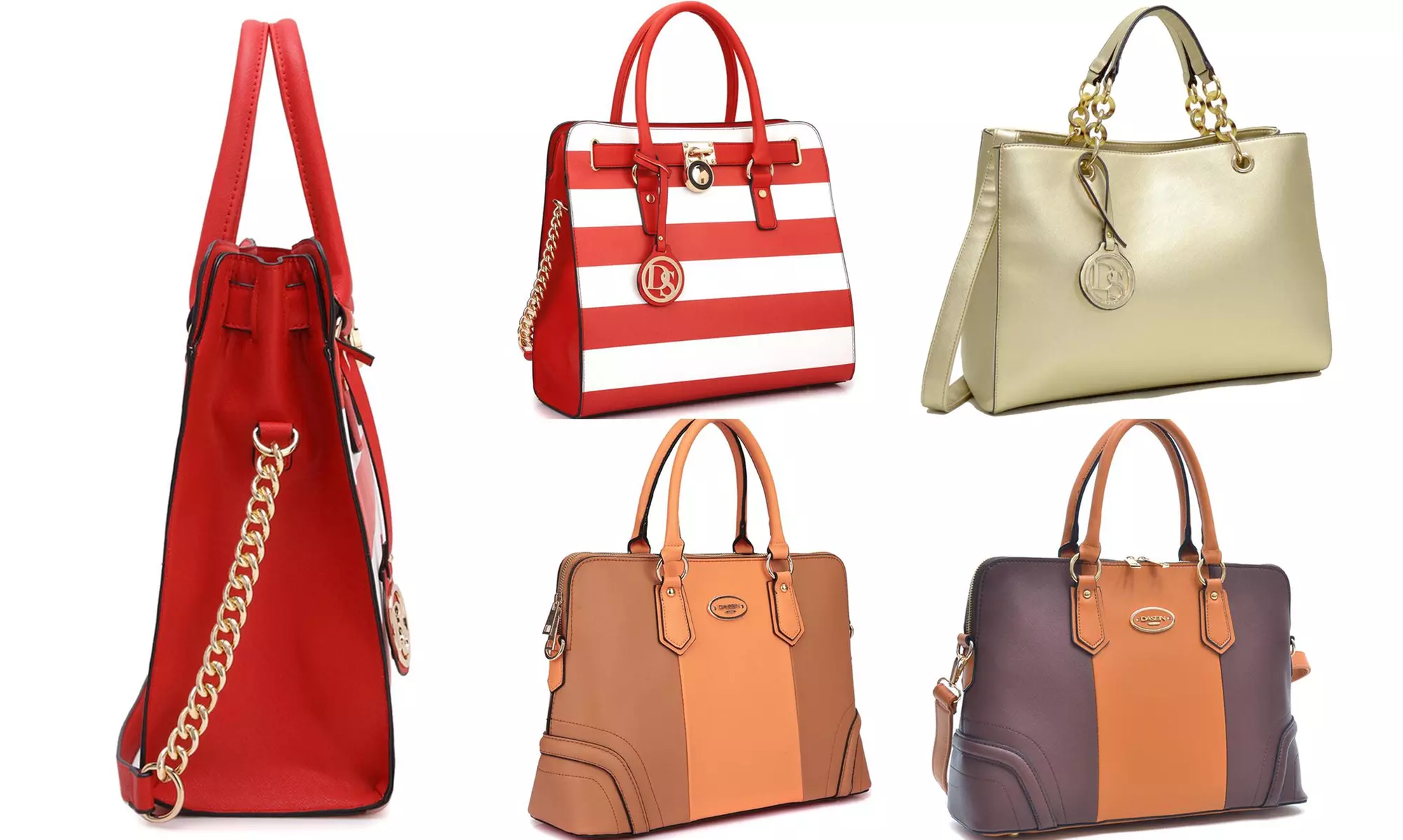 MKP collection Women's Saffiano Leather Tote with Shoulder Strap/ Chain - Primary Image